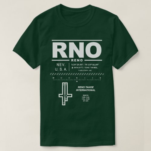 Reno Tahoe International Airport RNO T_Shirt