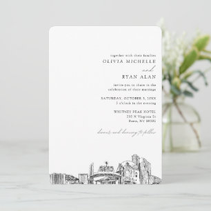 Reno Wedding Custom Skyline Sketch Invitation