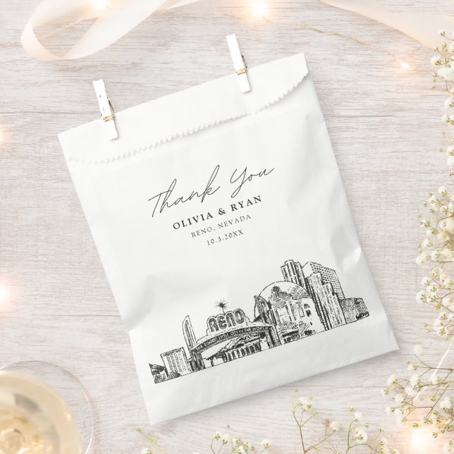 Reno Wedding Skyline Personalized Downtown  Favor Bag (Clipped)