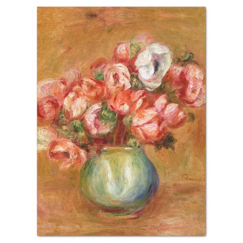 RENOIR ANENOMES IN A GREEN VASE _ FULL PAINTING TISSUE PAPER