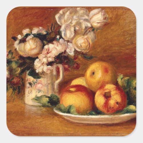 Renoir _ Apples and Flowers Square Sticker