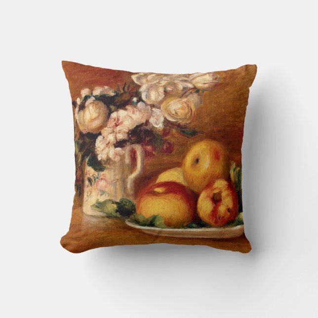 Renoir - Apples and Flowers Throw Pillow (Front)