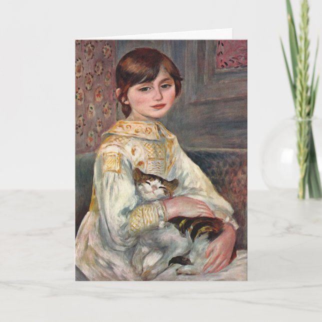 Renoir Art Card: Mlle. Julie Manet with Cat Card (Front)