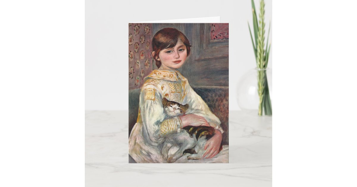 Renoir Art Card Mlle Julie Manet With Cat Card Zazzle Com