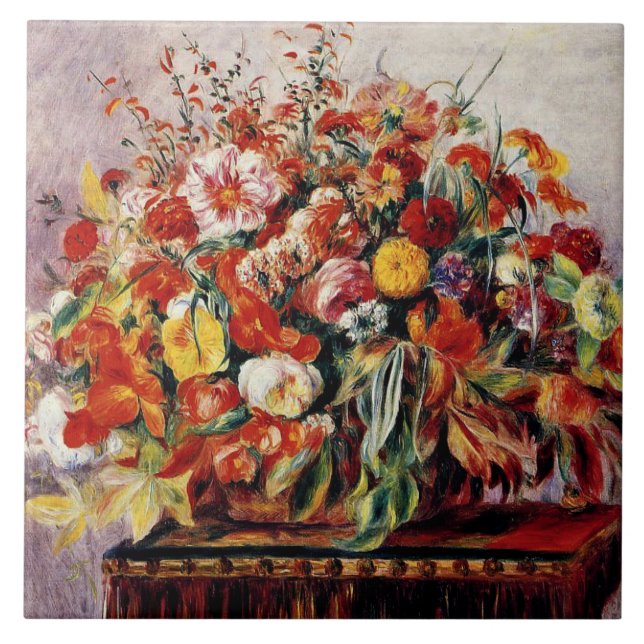 Renoir - Basket of Flowers Ceramic Tile (Front)