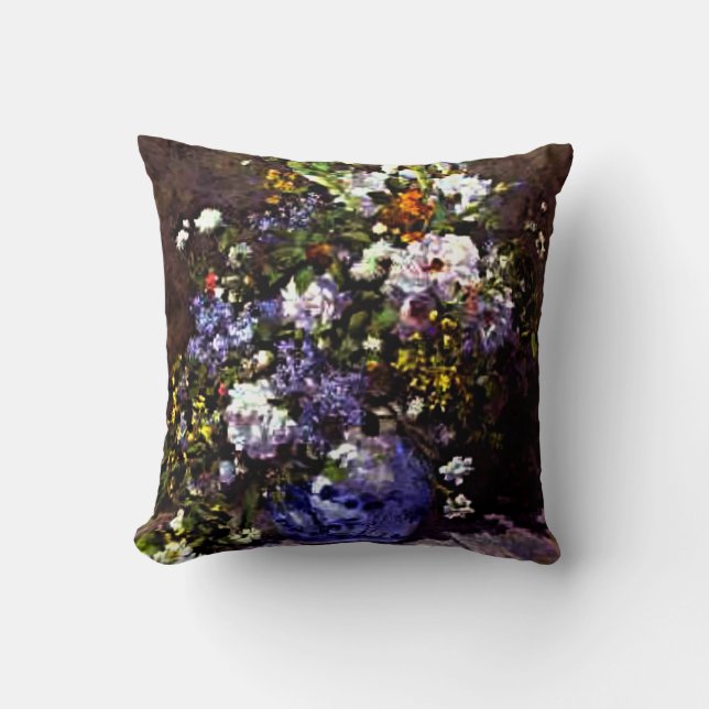 Renoir - Blue Vase Throw Pillow (Front)