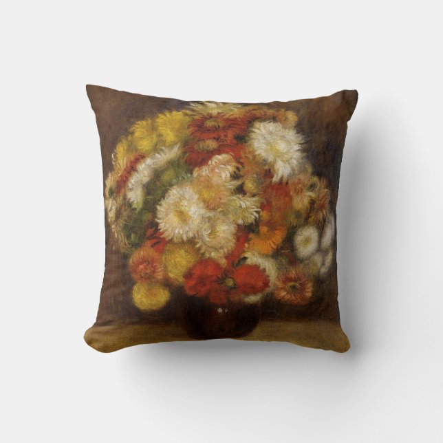 Renoir: Bouquet of Chrysanthemums Throw Pillow (Front)