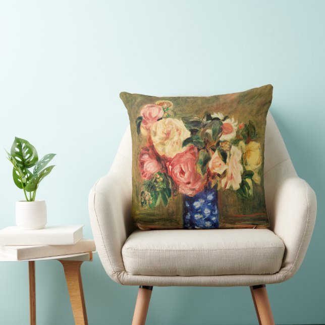 Renoir - Bouquet of Roses Throw Pillow (Chair)