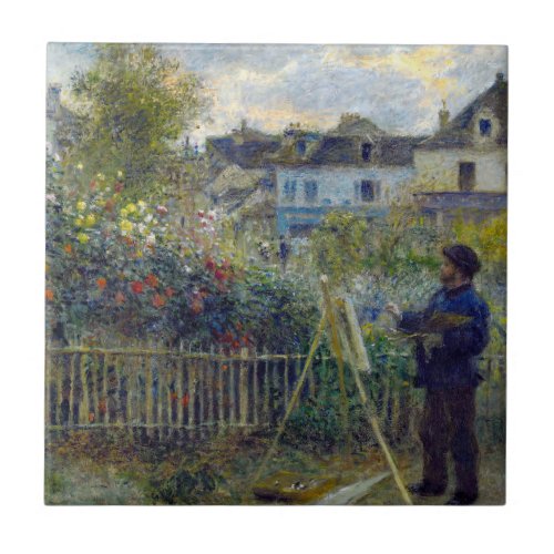 Renoir _ Claude Monet Painting in his Garden Ceramic Tile