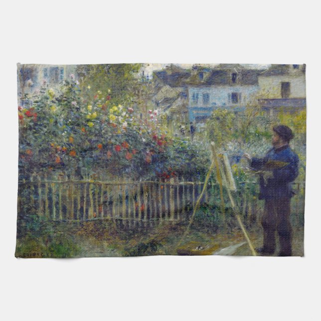 Renoir - Claude Monet Painting in his Garden Kitchen Towel (Horizontal)