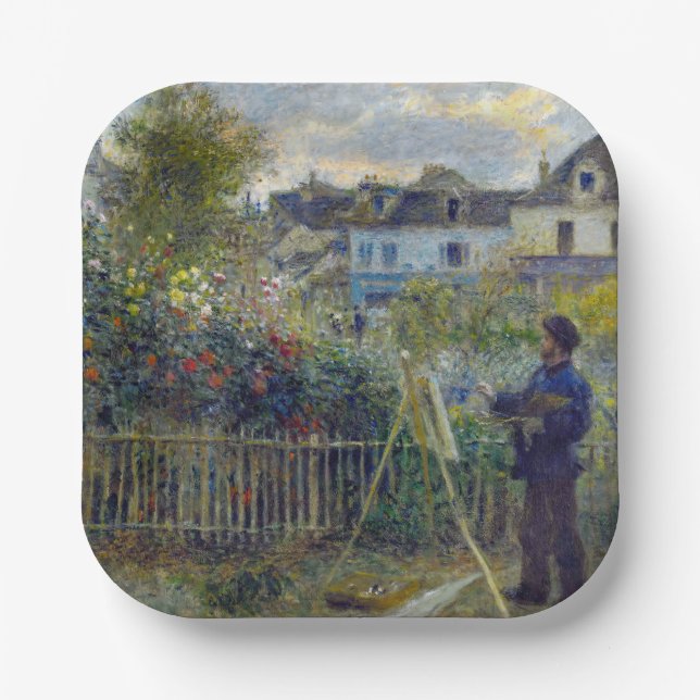 Renoir - Claude Monet Painting in his Garden Paper Plates (Front)