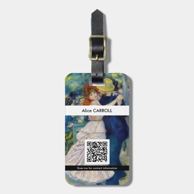 Renoir - Dance at Bougival - QR Code Luggage Tag (Front Vertical)