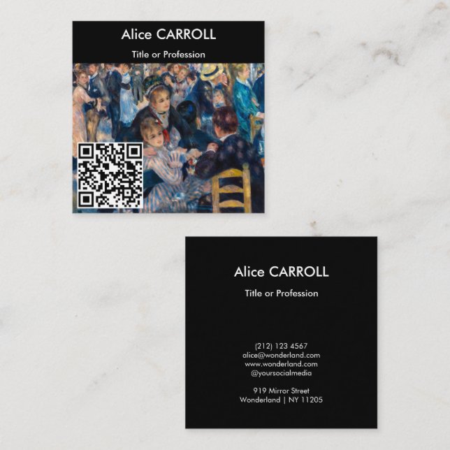 Renoir - Dance at Moulin de la Galette - QR Code Square Business Card (Front/Back)