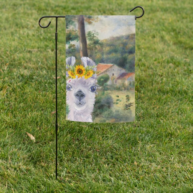 Renoir Environs of Briey and the Fancy Llama  Garden Flag (In SItu)