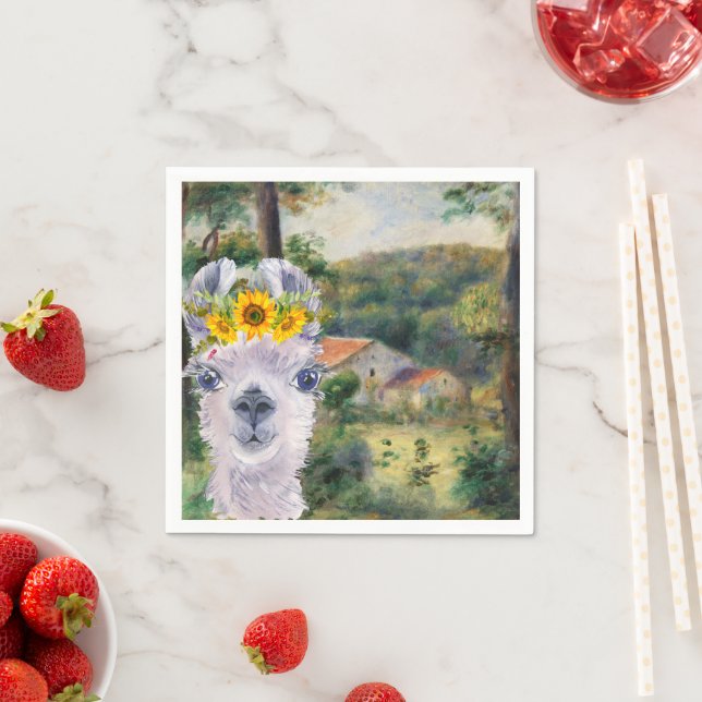 Renoir Environs of Briey and the Fancy Llama  Napkins (Insitu)