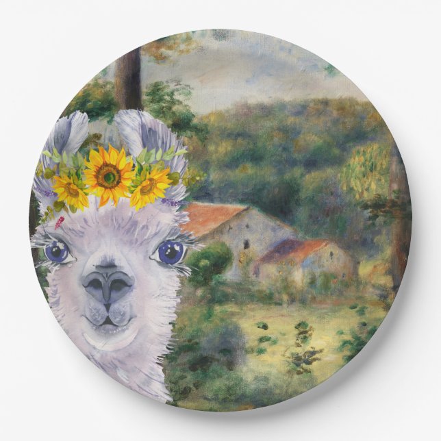 Renoir Environs of Briey and the Fancy Llama  Paper Plates (Front)