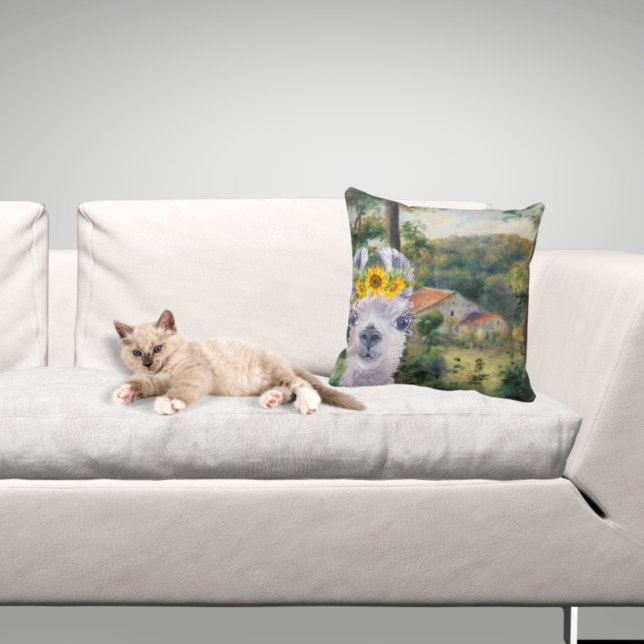 Renoir Environs of Briey and the Fancy Llama  Throw Pillow (Creator Uploaded)