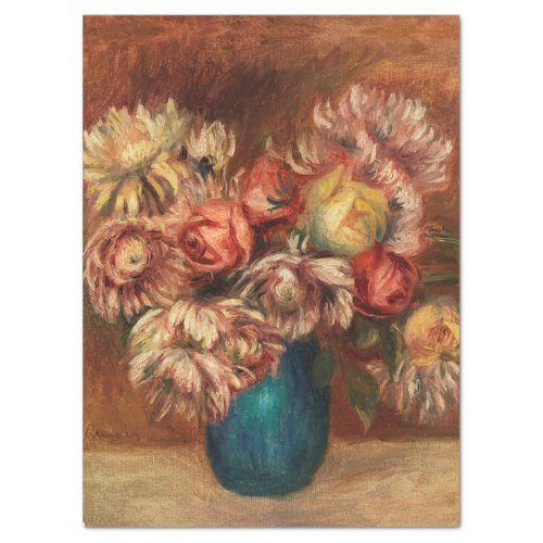 RENOIR FLOWERS IN A GREEN VASE _ FULL PAINTING TISSUE PAPER