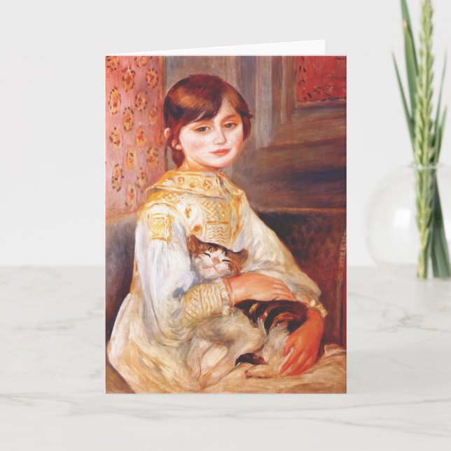 Renoir Girl With Cat Greeting Card (Front)