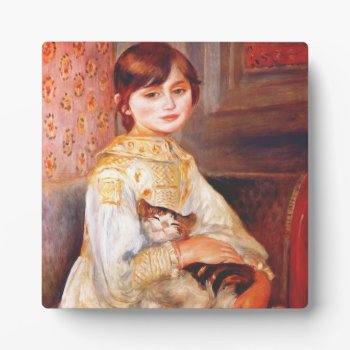 Renoir Girl With Cat Plaque by VintageSpot at Zazzle