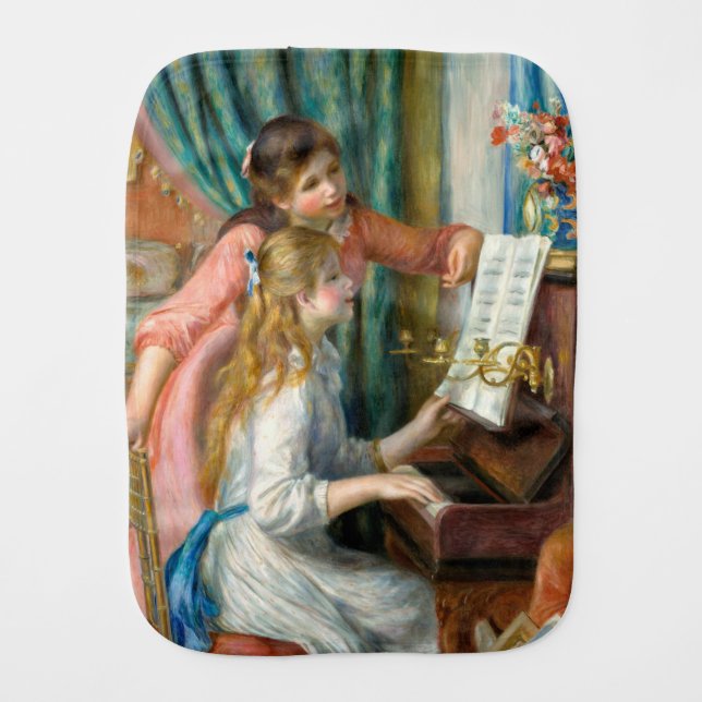 Renoir Girls at the Piano Impressionism Painting Baby Burp Cloth (Front)