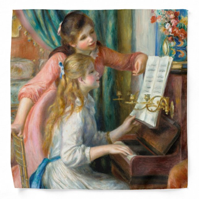 Renoir Girls at the Piano Impressionism Painting Bandana (Front)