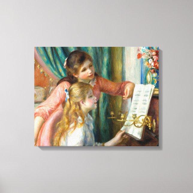 Renoir Girls at the Piano Impressionism Painting Canvas Print (Front)