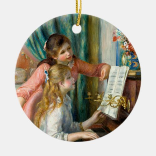 Renoir Girls at the Piano Impressionism Painting Ceramic Ornament