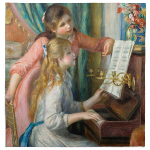 Renoir Girls at the Piano Impressionism Painting Cloth Napkin