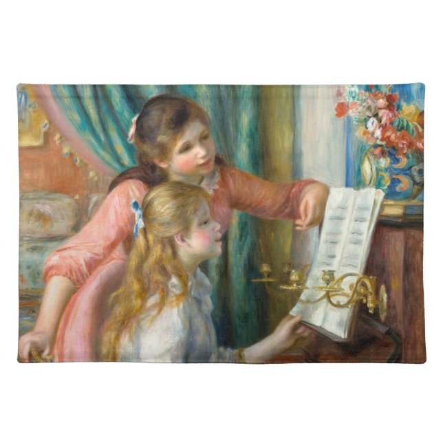 Renoir Girls at the Piano Impressionism Painting Cloth Placemat (Front)