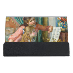 Renoir Girls at the Piano Impressionism Painting Desk Business Card Holder