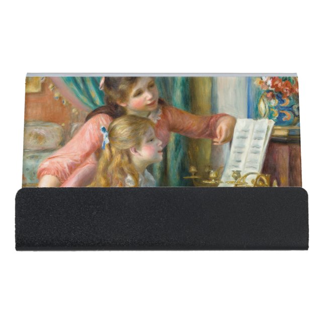 Renoir Girls at the Piano Impressionism Painting Desk Business Card Holder (Front)