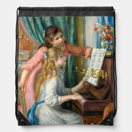 Renoir Girls at the Piano Impressionism Painting Drawstring Bag