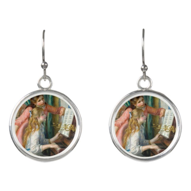 Renoir Girls at the Piano Impressionism Painting Earrings (Front)