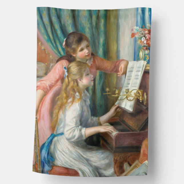 Renoir Girls at the Piano Impressionism Painting House Flag (Front)