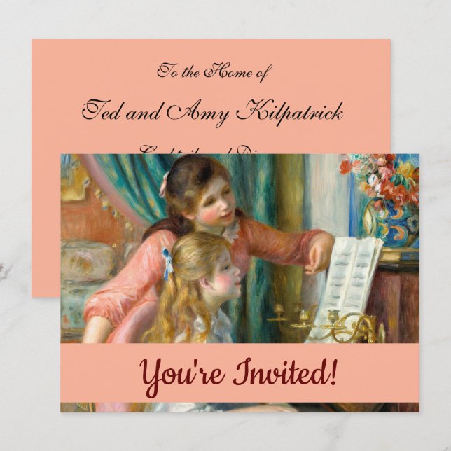 Renoir Girls at the Piano Impressionism Painting Invitation (Front/Back)