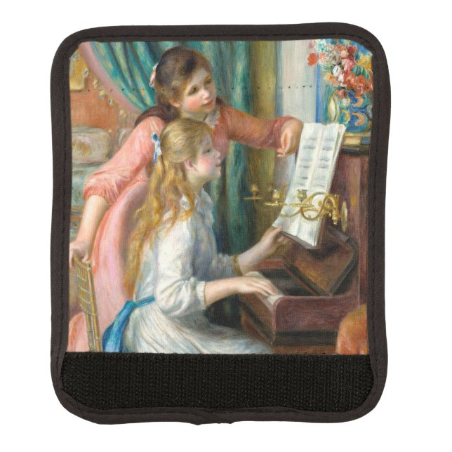 Renoir Girls at the Piano Impressionism Painting Luggage Handle Wrap (Front)