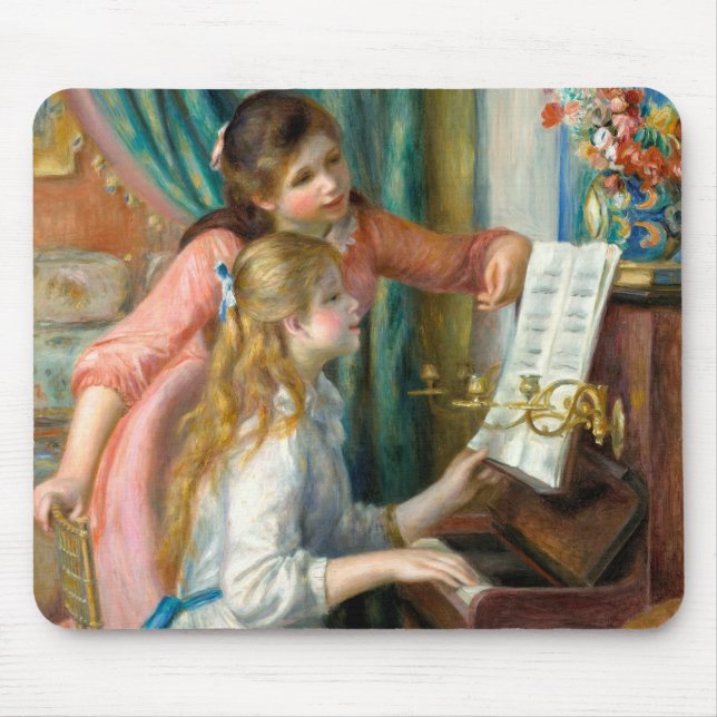 Renoir Girls at the Piano Impressionism Painting Mouse Pad (Front)