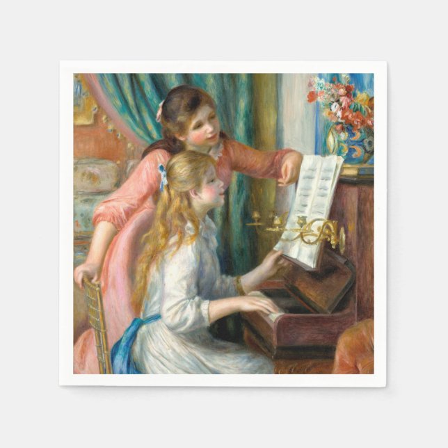 Renoir Girls at the Piano Impressionism Painting Napkins (Front)