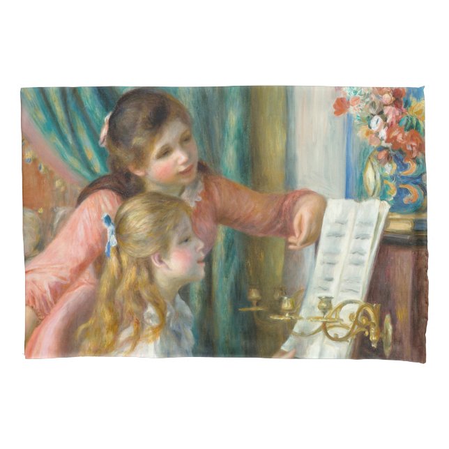 Renoir Girls at the Piano Impressionism Painting Pillow Case (Front)