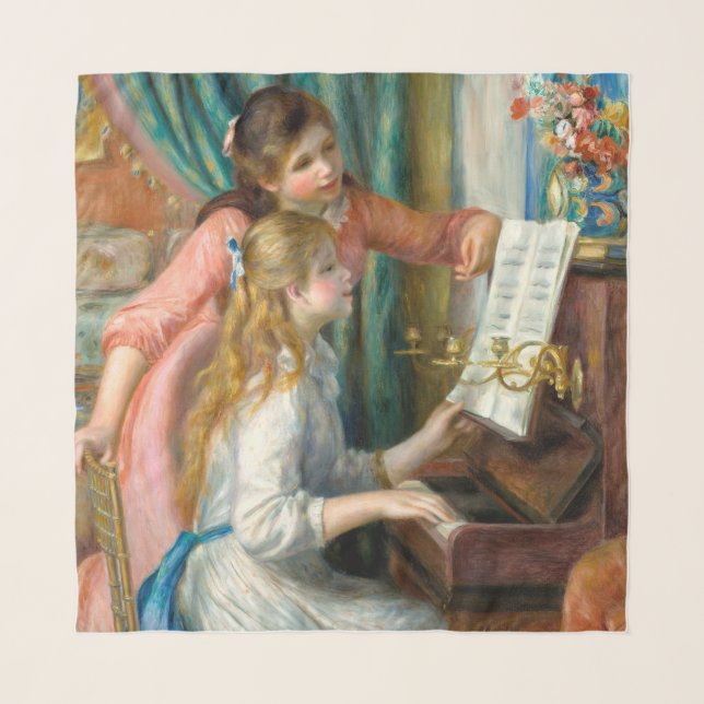 Renoir Girls at the Piano Impressionism Painting Scarf (Front)