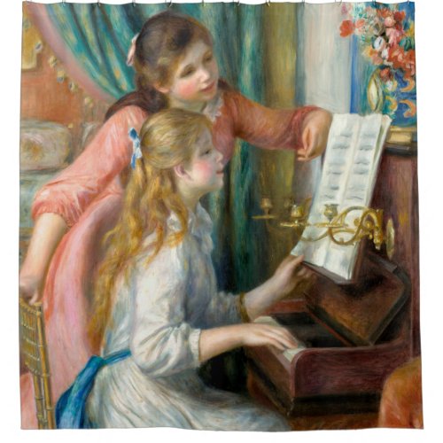 Renoir Girls at the Piano Impressionism Painting Shower Curtain