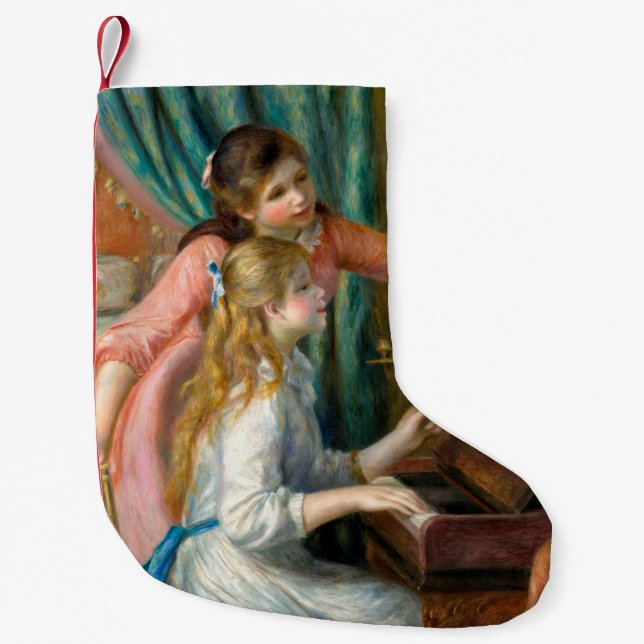 Renoir Girls at the Piano Impressionism Painting Small Christmas Stocking (Front)