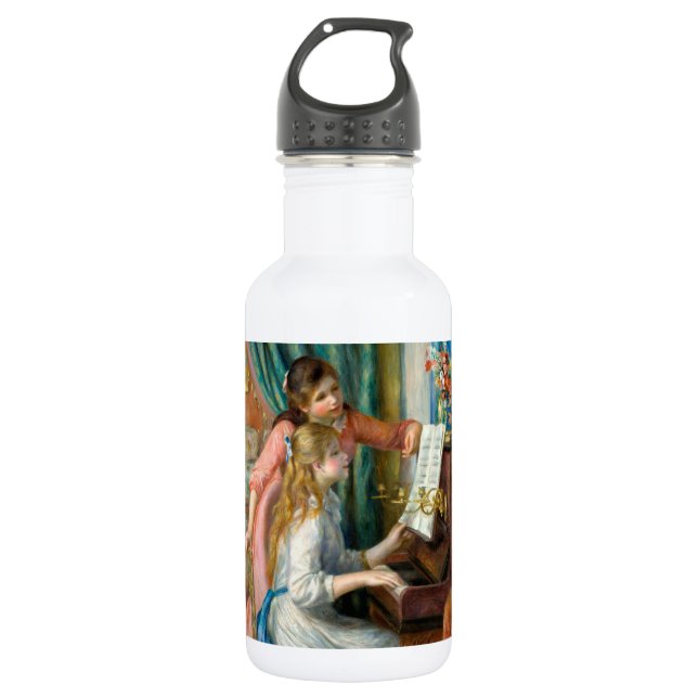 Renoir Girls at the Piano Impressionism Painting Stainless Steel Water Bottle (Front)