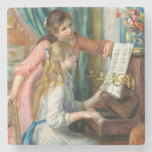 Renoir Girls at the Piano Impressionism Painting Stone Coaster