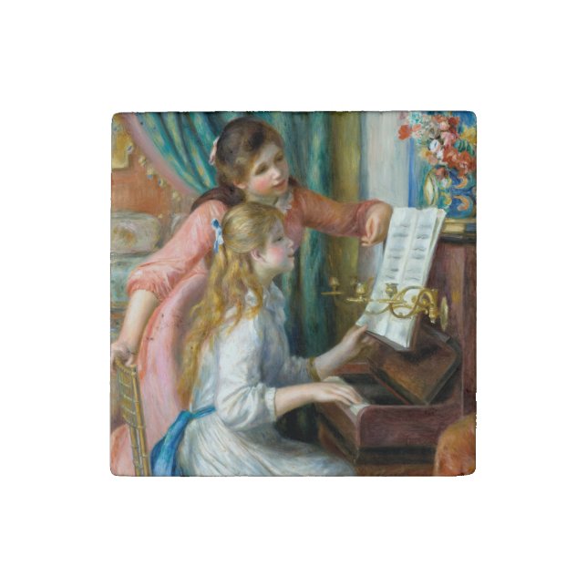 Renoir Girls at the Piano Impressionism Painting Stone Magnet (Fourth Magnet)