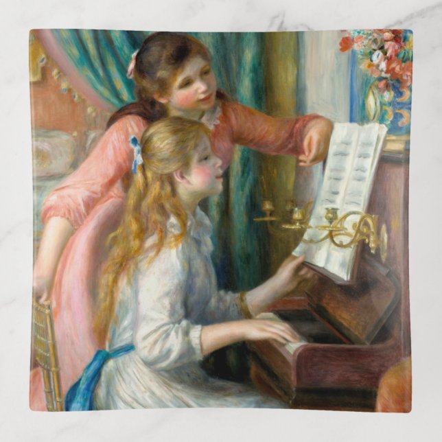 Renoir Girls at the Piano Impressionism Painting Trinket Tray (Front)