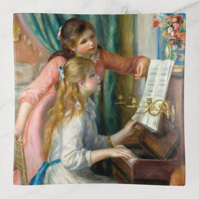 Renoir Girls at the Piano Impressionism Painting Trinket Tray (Front)