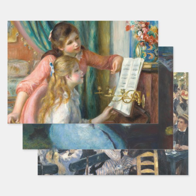 Renoir Girls at the Piano Impressionism Painting Wrapping Paper Sheets (Set)
