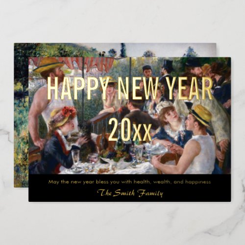 Renoir _ Happy New Year  Luncheon Boating Party Foil Holiday Card